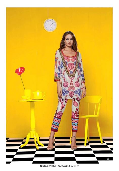 Multicolor patterned chiffon tunic with appliqués  GAI MATTIOLO | dress | LV0420UNICA